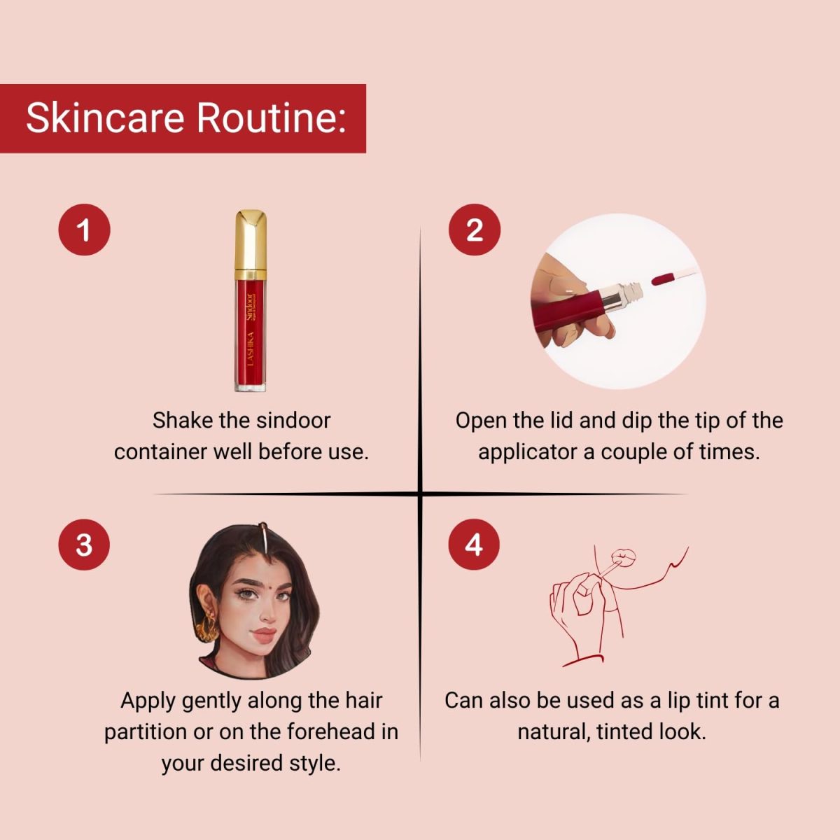Lashika Liquid Sindoor | Red & Maroon | Vegan, Water-Resistant & Long-Lasting | Pack of 2 | 7ml each (Red & Maroon) - Image 5