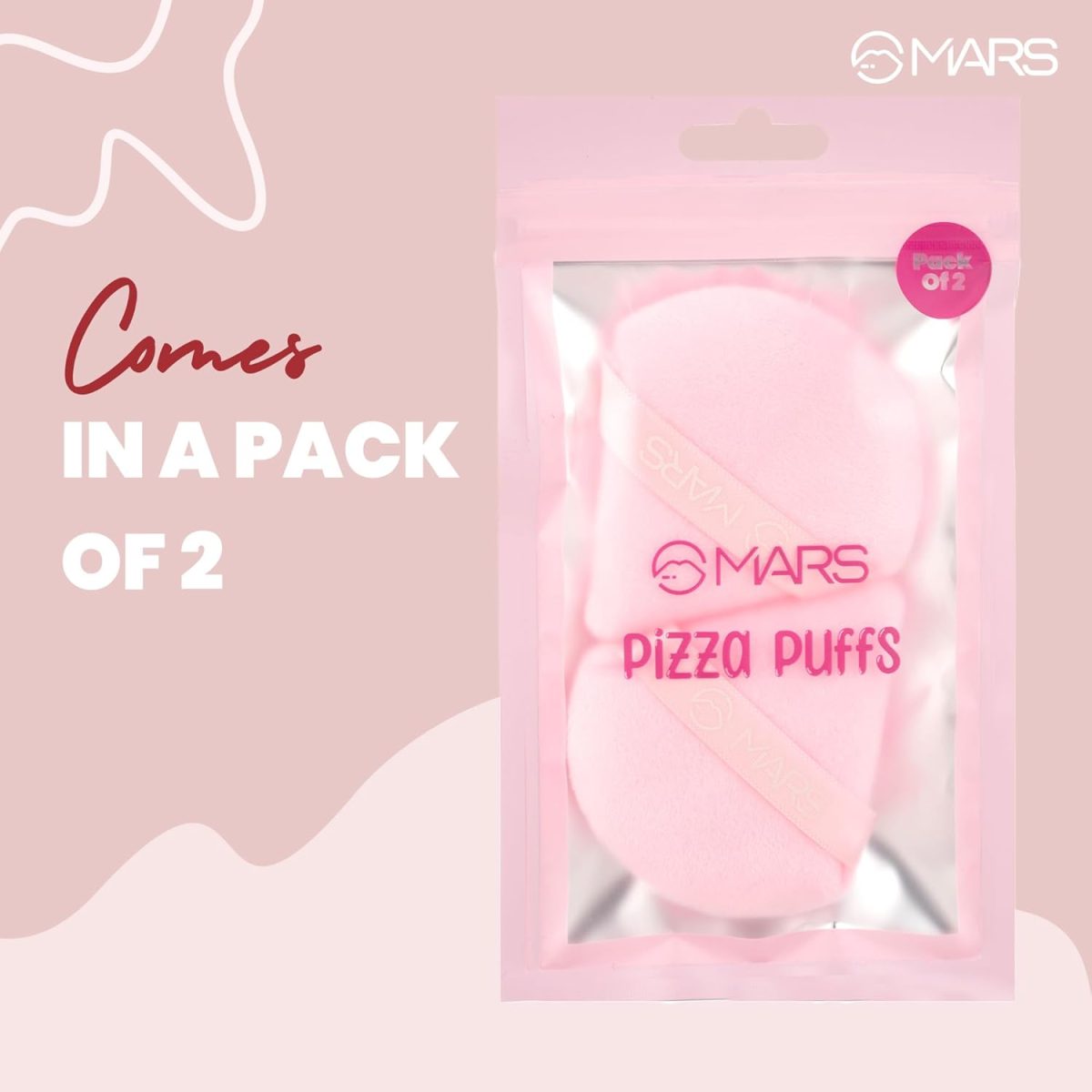 MARS Pizza Powder Puff for Face Makeup | Dual Side Application | For Loose & Pressed Powder Application | Easy to Clean and Handle | Triangle Powder Puff with strap (Pack of 2) - Image 6