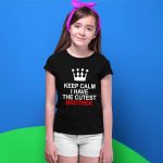 Hangout Hub Family Tshirt for Girl's Kids Cotton Printed Regular Fit T-Shirts (Pack of 1) Keep Calm I Have The Cutest Brother-Matching Twinning Tees - Image 2