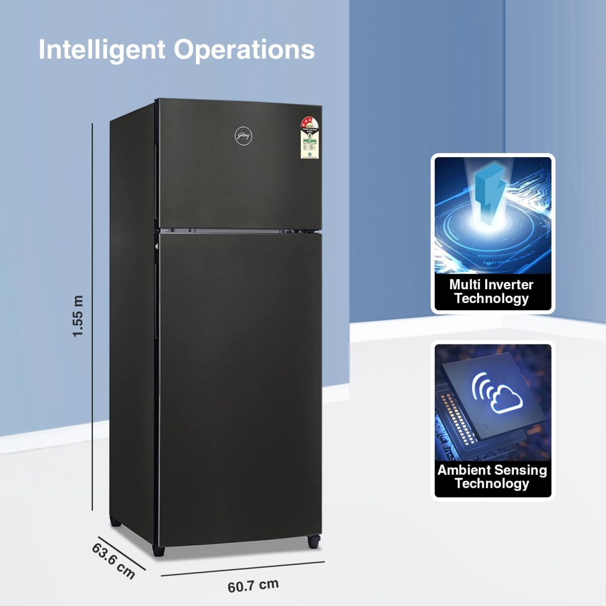 Godrej 244 L 3 Star Convertible Freezer 6-In-1, 30 Days Farm Freshness, Frost Free Inverter Double Door Refrigerator(, RF EON 265C RCIF FS ST, Fossil Steel) - Image 4