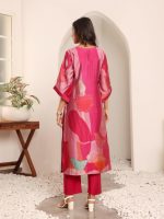 Varanga Women Fuchsia Pink Abstract Printed Straight Kurta with Trousers – Stylish Ethnic Set - Image 4
