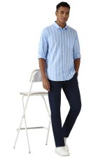 Peter England Men Cotton Slim Fit Stripe Shirt - Image 5