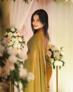 MARGI DESIGNERS Womens New Latest Party Fancy Bollywood Style Fendy Two Tone Chiffon Embellished Hand Lace Work Saree with Blouse - Image 3