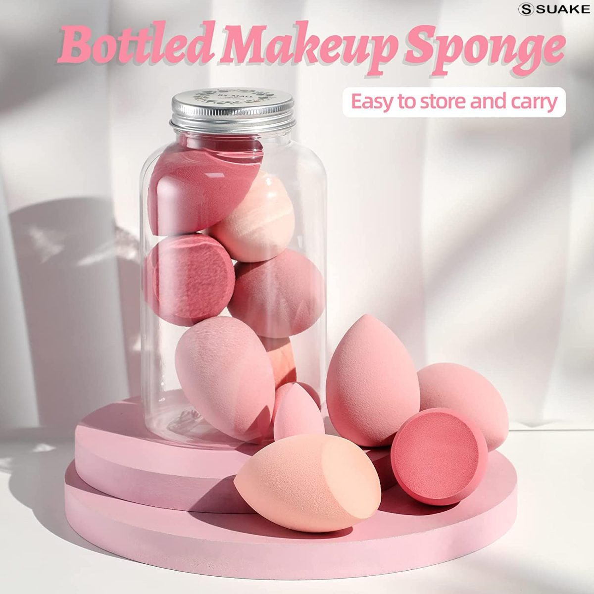 SUAKE 7in1 Professional Beauty Blender Set for Face Makeup | Makeup Sponges Set is suitable with Liquid & Creams | Sponge makeup is for all Skin Types & it is Soft Latex-Free Reusable & washable (Multicolor 4 Big + 3 Mini=7 Pcs) - Image 2