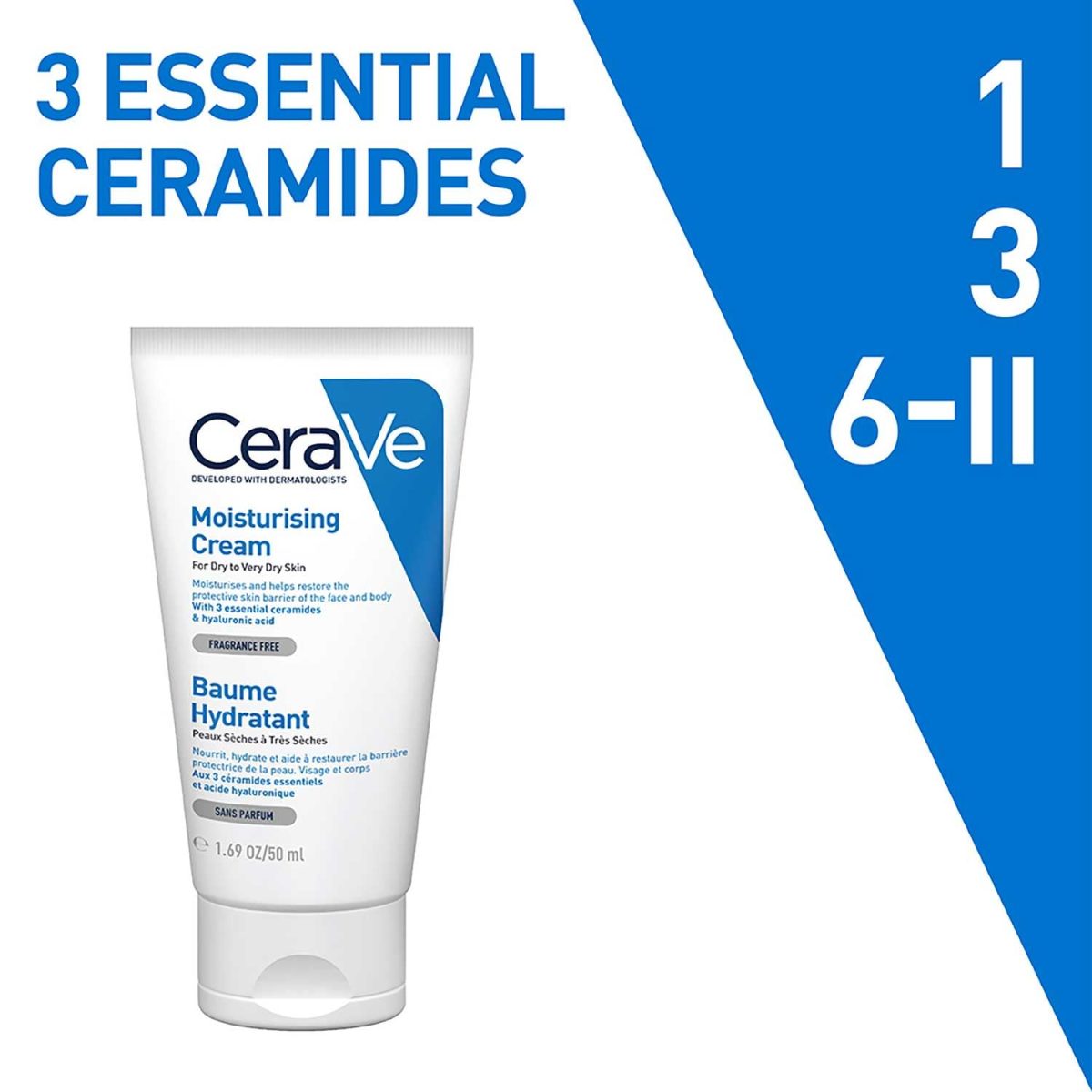 CeraVe Moisturizing Cream For Dry To Very Dry Skin (50ml) - Formulated with 3 Essential Ceramides And Hyaluronic Acid | Non-Comedogenic Moisturizer For Face and Body - Image 9