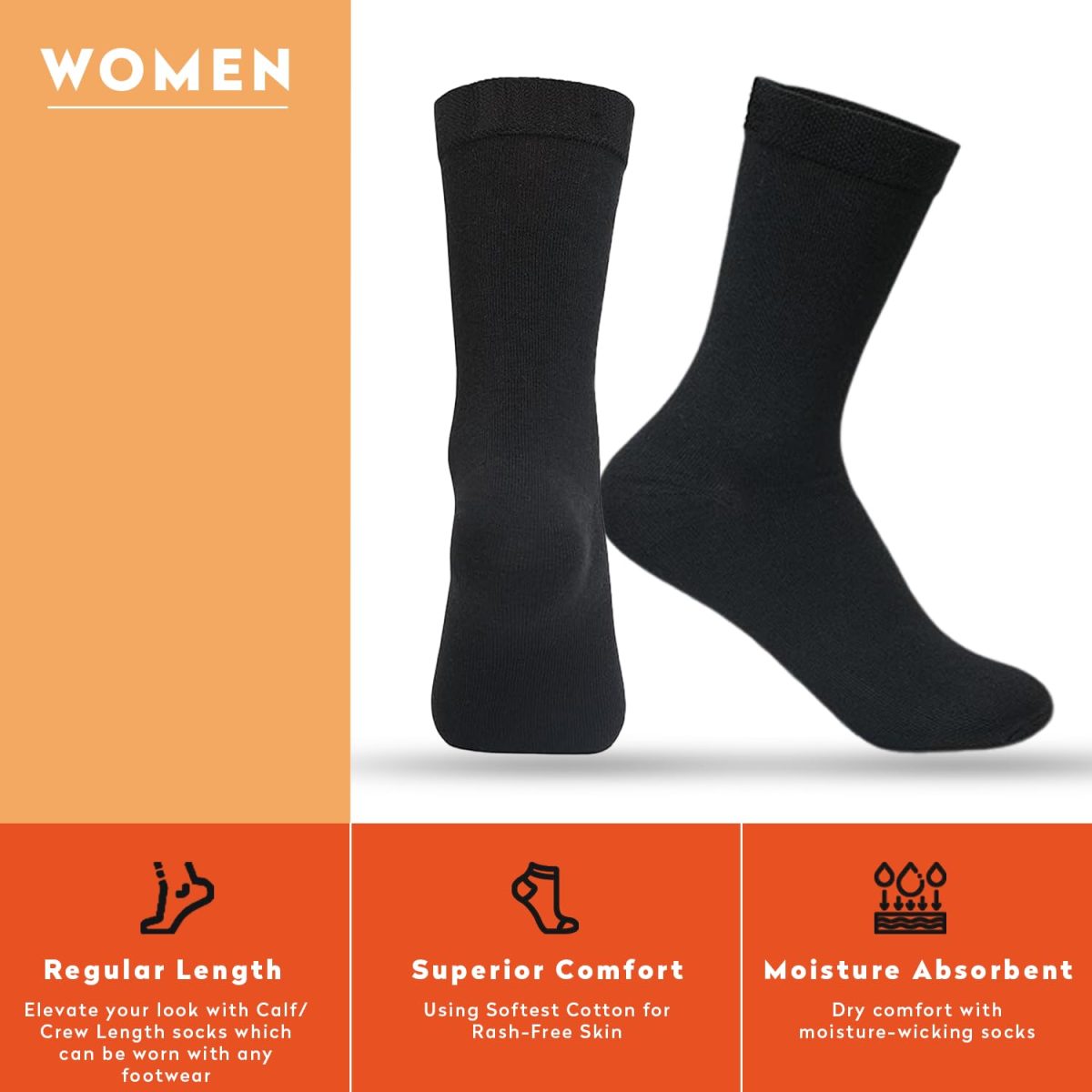 Supersox Regular Formal/Office Wear Socks for Women, Made With Breathable, Anti Odour & Moisture Absorbent Combed Cotton, Ideal Socks For Summer (Pack Of 3) - Image 4