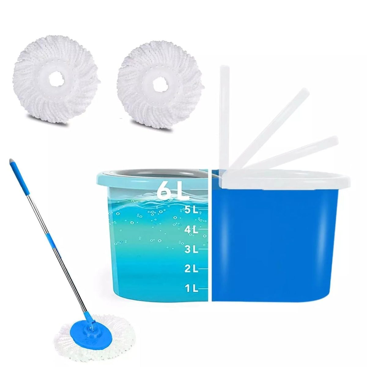 Raxon Innovation Stainless Steel Microfiber Floor Cleaning Mop with Removable Washable Cleaning Pad and Integrated Water Mechanism,mop for Cleaning Floor(Multicolour) (Spin Mop) - Image 4