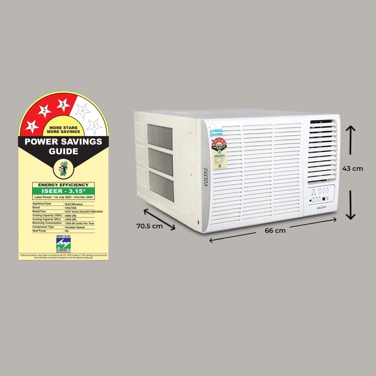 Voltas 1.5 Ton 3 Star, Inverter Window AC (Copper, 2-in-1 Adjustable Mode, 183V Vertis Elite, White) - Image 3