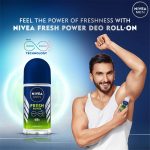 NIVEA MEN Fresh Power Roll-On Deodorant | 72 H Long Lasting Freshness | Fights bacteria and body odour | Fresh musk fragrance | 0% Alcohol | Dermatologically Approved & Paraben Free Formula | 50ml - Image 3