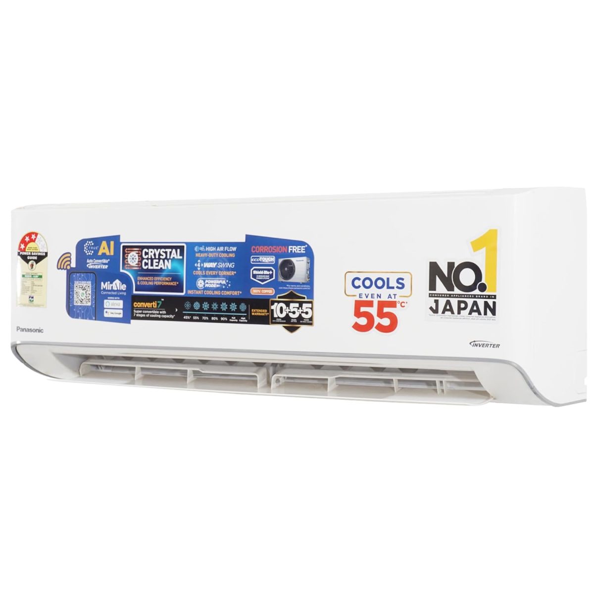 Panasonic EU 7 in 1 Convertible 1.5 Ton 3Star Inverter Split,(100% Copper Condenser, CS/CU-EU18BKY3FM), With MirAie & Matter Certified 55°Tested,High CFM & Eco tough Outdoor Crystal Clean Technology - Image 3