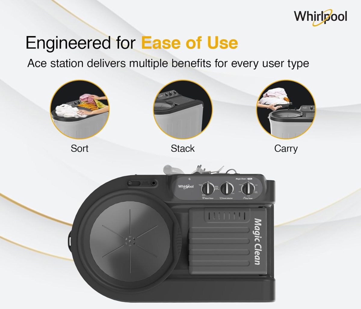 Whirlpool 6.5 Kg 5 Star Magic Clean Semi-Automatic Top Loading Washing Machine (MAGIC CLEAN 6.5 GREY, 4 Year Comprehensive Warranty, 1400 RPM Motor, 5 Year Motor Warranty) - Image 7