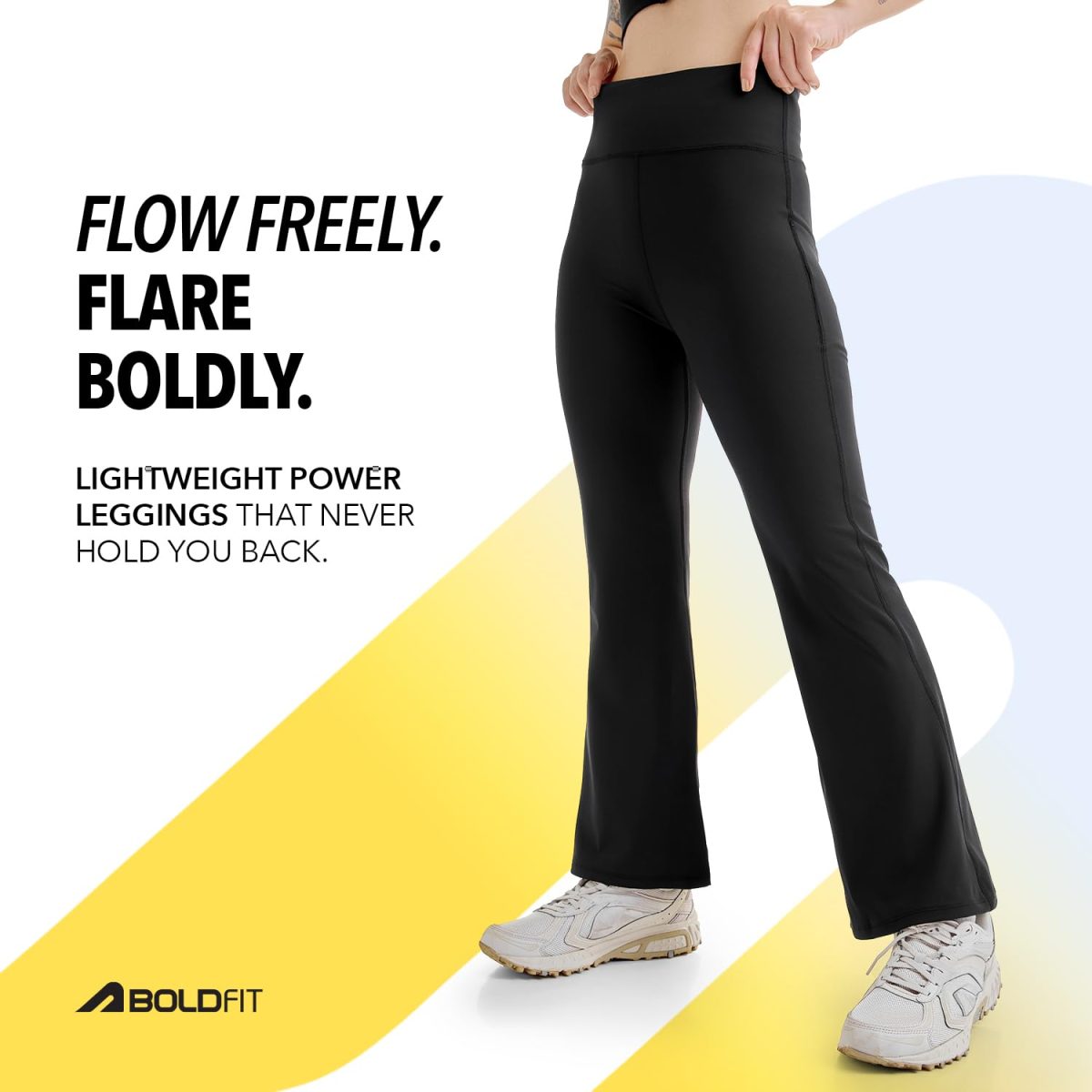 Boldfit Women's Stretch Fit High Rise Flared Pants Gym Trousers Flared Leggings Gympants Workout Stretchable Gym Wear for Training Yoga Pants Lightweight Bootcut Legging - Image 4