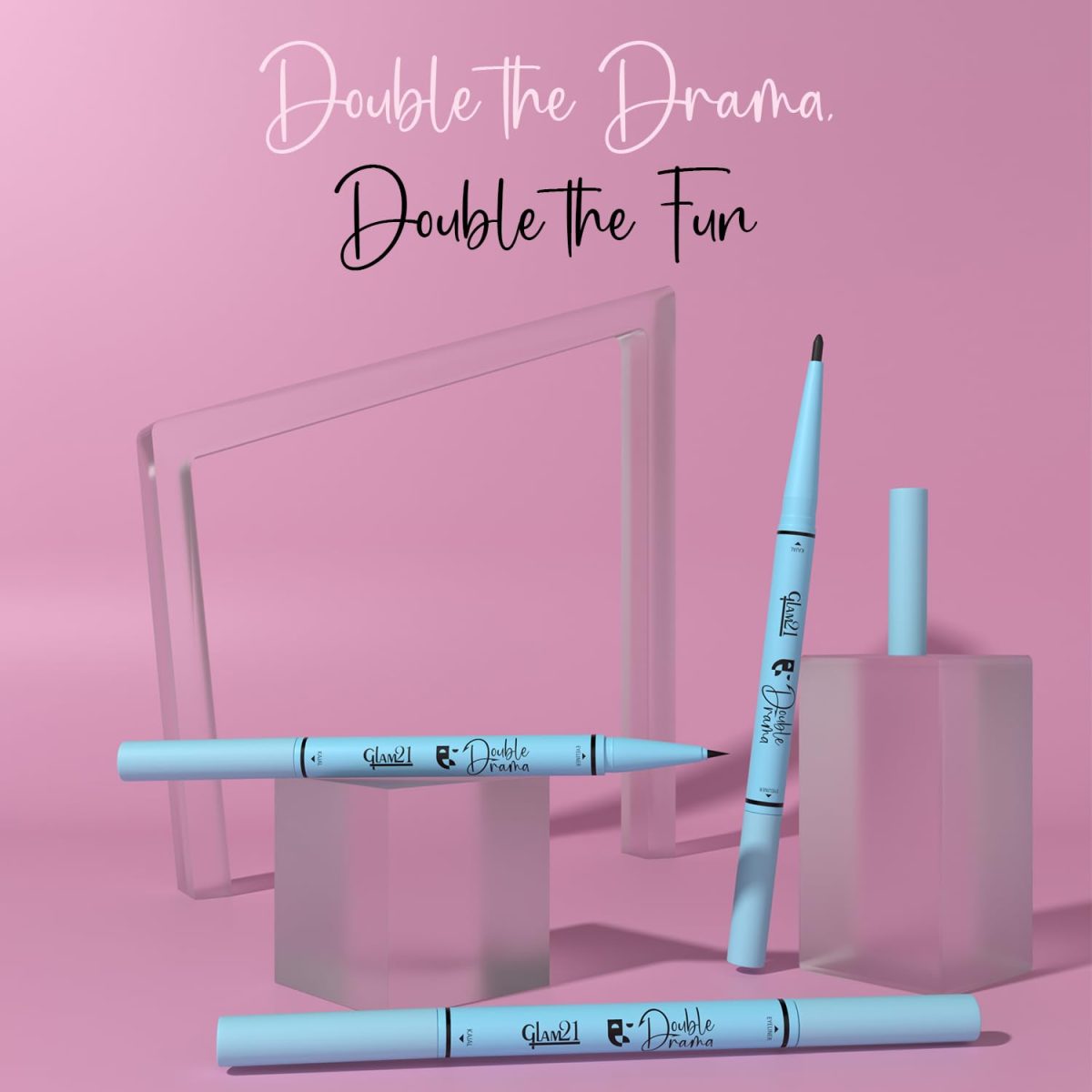 Glam21 Double Drama Kajal + Eyeliner Duo | Dramatic black pigment | Smudge proof| Waterproof| Matte finish| Long lasting upto 48 Hours| Creamy Formula| Intense color| Black - Image 5