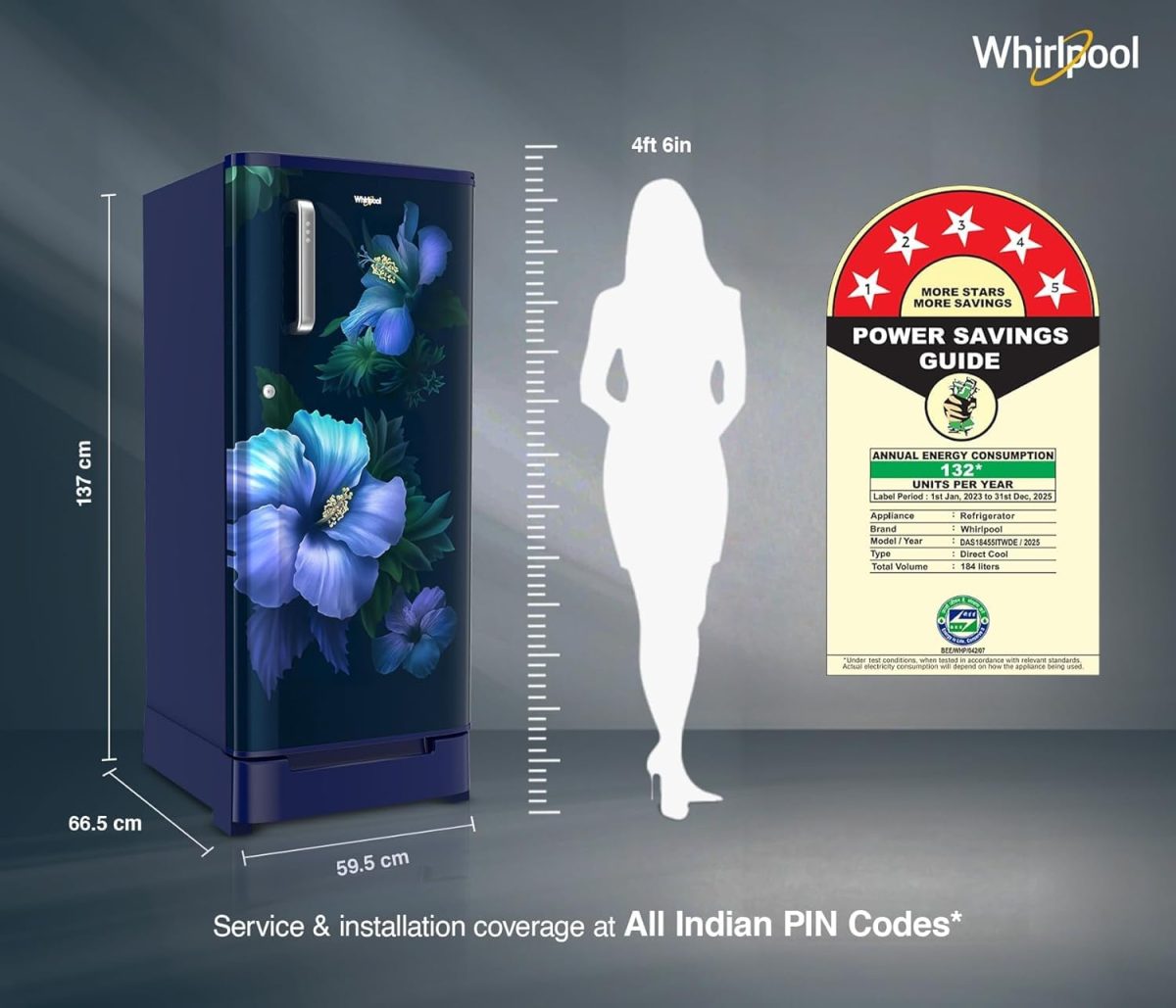 Whirlpool 184 L 5 Star Direct-Cool Single Door Refrigerator with Intellisense Inverter Compressor (205 WDE ROY 5S Inv SAPPHIRE SPRING-Z) - Image 11
