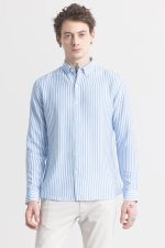 U-TURN Men's Cotton Casual Printed Striped Stylish Latest Shirt for Men - Image 2