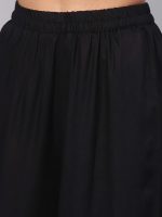 idaLia Women's Embroidered Black Rayon Kurta with Palazzo Pants - Image 3