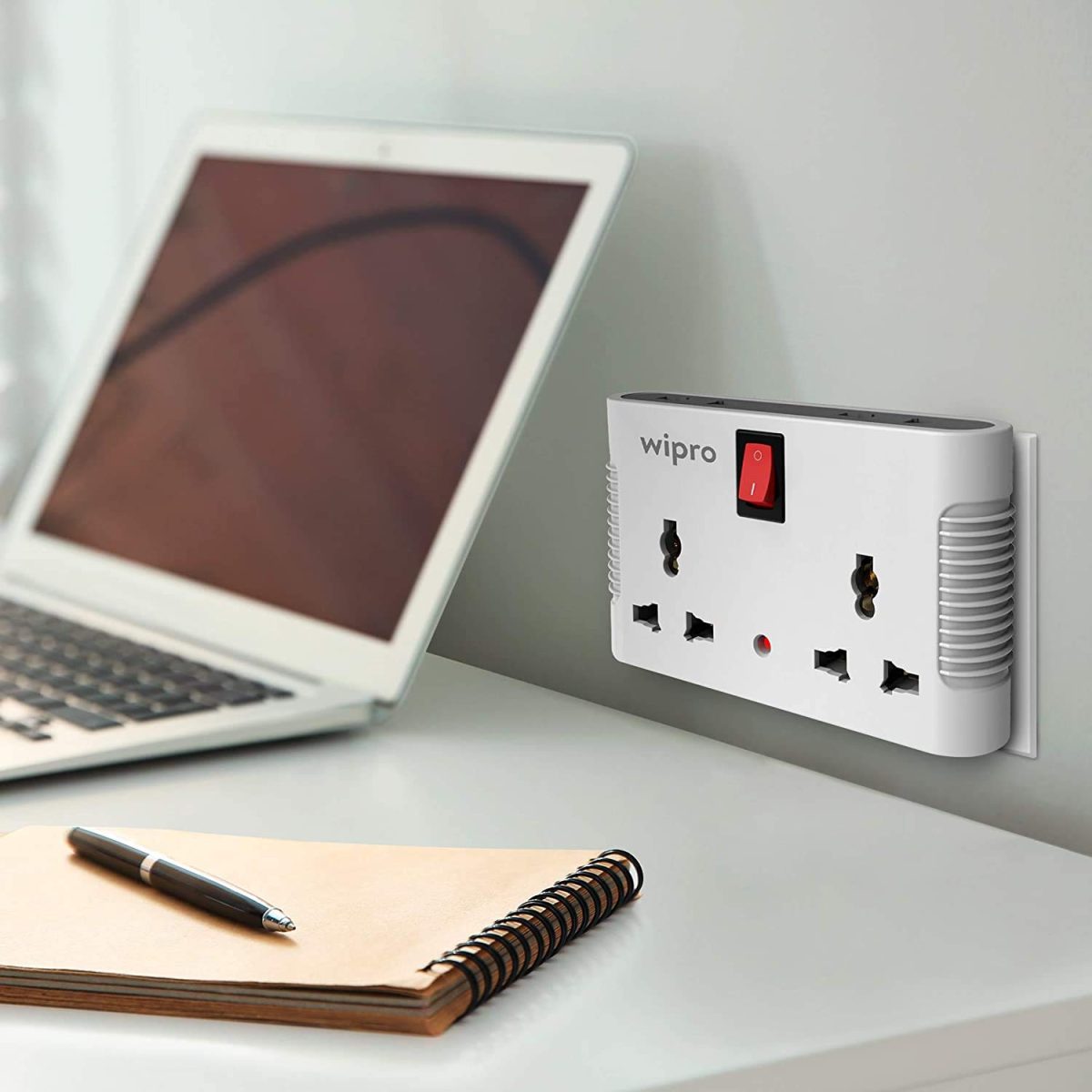 Wipro 4 Way multiplug with 2 Universal sockets [2020 Model], White (NWM0100) - Image 3