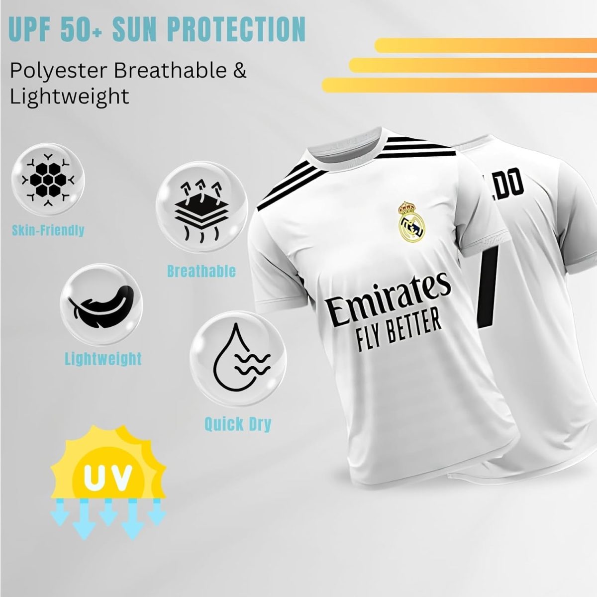 TRADITION KNITWEARS Sports Soccer Football Jersey Regular Fit Half Sleeve Round Neck T-Shirt for Kids, Boys & Men - Image 3