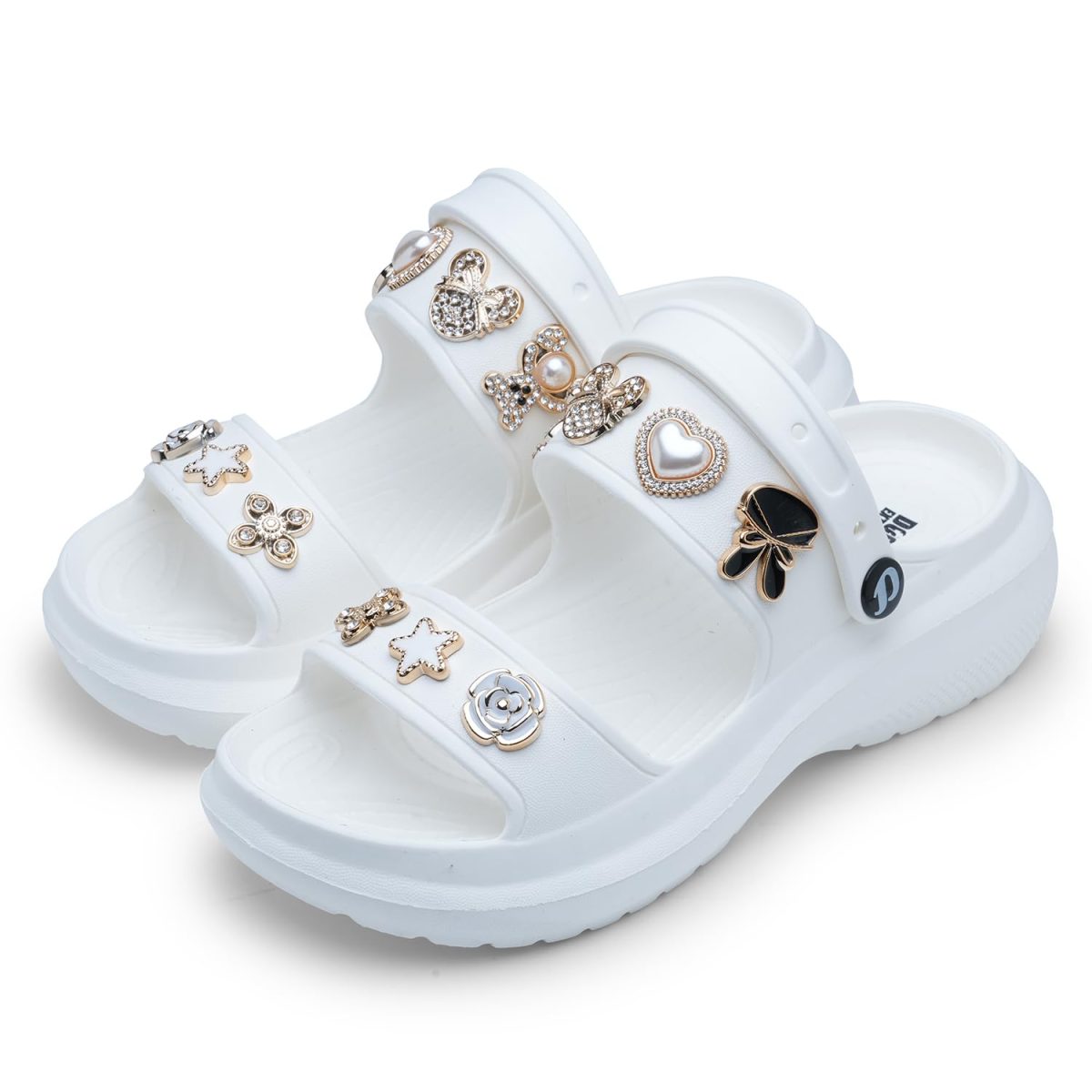 DOCTOR EXTRA SOFT Women's Metallic Charms Fashion Slippers/Sandals with Adjustable Back Strap | Comfortable | LightWeight| Stylish & Anti-Skid| Waterproof Casual Beach Slides Mules Girls & Ladies D-533 - Image 6