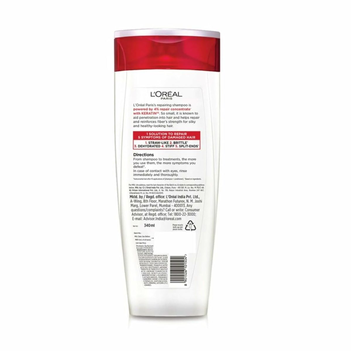 L'Oreal Paris Shampoo, For Damaged and Weak Hair, With Pro-Keratin + Ceramide, Total Repair 5, 340ml - Image 8