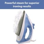 Usha 3713 1300Watt Steam Iron with Self Cleaning Function | Teflon Coated Soleplate | Powerful Steam Output upto18gm/min | 180ml Water Tank Capacity | 2 Years Warranty | (Blue & White) - Image 10