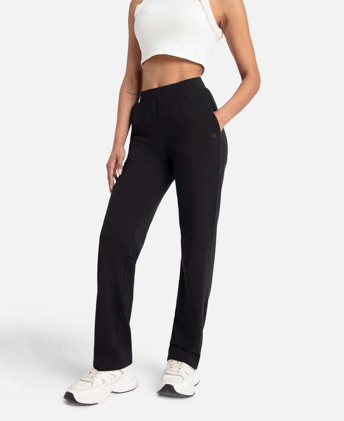 Jockey 1302 Women's Super Combed Cotton Elastane Stretch Mid Rise Relaxed Fit Trackpants with Side Pockets - Image 5
