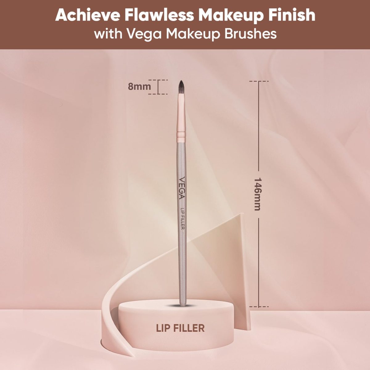 VEGA Lip Filler Makeup Brush with Wooden Handle, Lip Brush for Flawless Finish, Lipstick (MBN-13) - Image 2