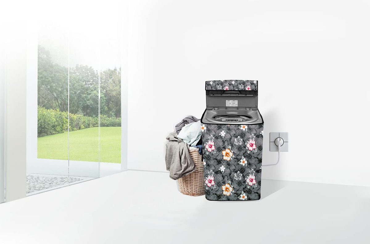 The Furnishing Tree Washing Machine Cover Floral Grey Compatible for Godrej 7.5 Kg Fully-Automatic Top Loading WTEON ADR 75 5.0 FDTH GPGR - Image 2