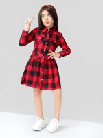 Naughty Ninos Girls Red Checked Shirt Dress for 3 to 12 Years - Image 2
