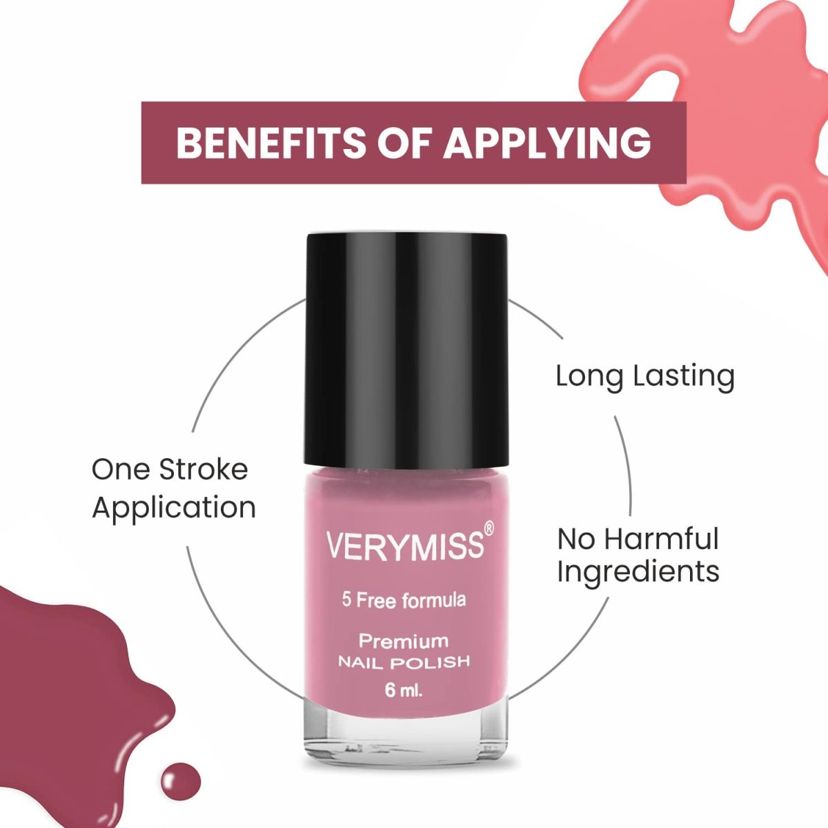 VERYMISS Premium Glossy Nail Polish 6ml | Smooth Application | Quick Drying | Paraben Free | Ultra Long Lasting Nail Paints - Pack of 1 (Grape) - Image 6