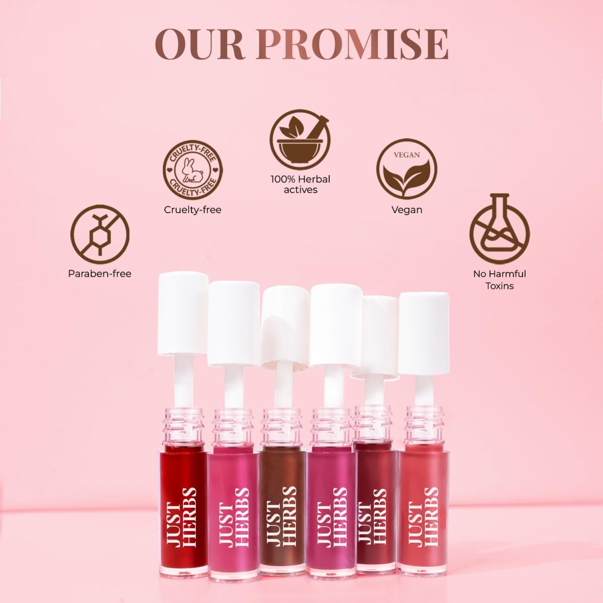 Just Herbs Ayurvedic Liquid Lipstick Kit Set of 5 with Long Lasting Matte Finish, Hydrating & Lightweight Lip Colour, Deeps & Reds - Paraben & Silicon Free - 5 ml - Image 7