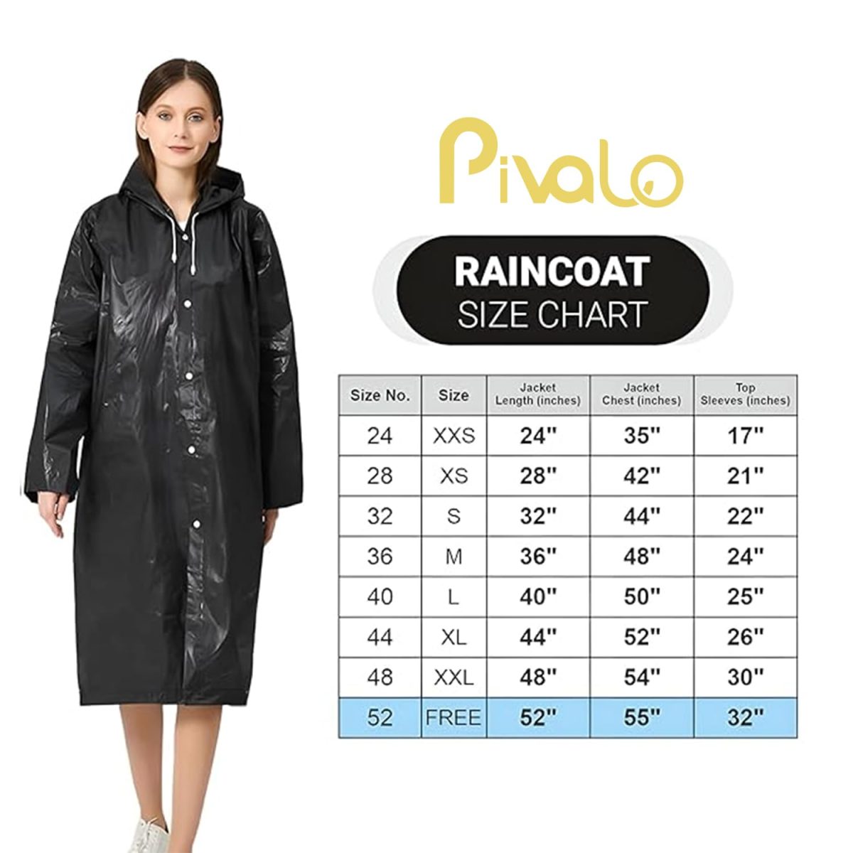 Pivalo EVA Waterproof Rain Coat Hooded Universal Outdoor Water Resistant Portable Suit for Men Women Boys & Girls (Universal Size,1 Pc Black) - Image 2