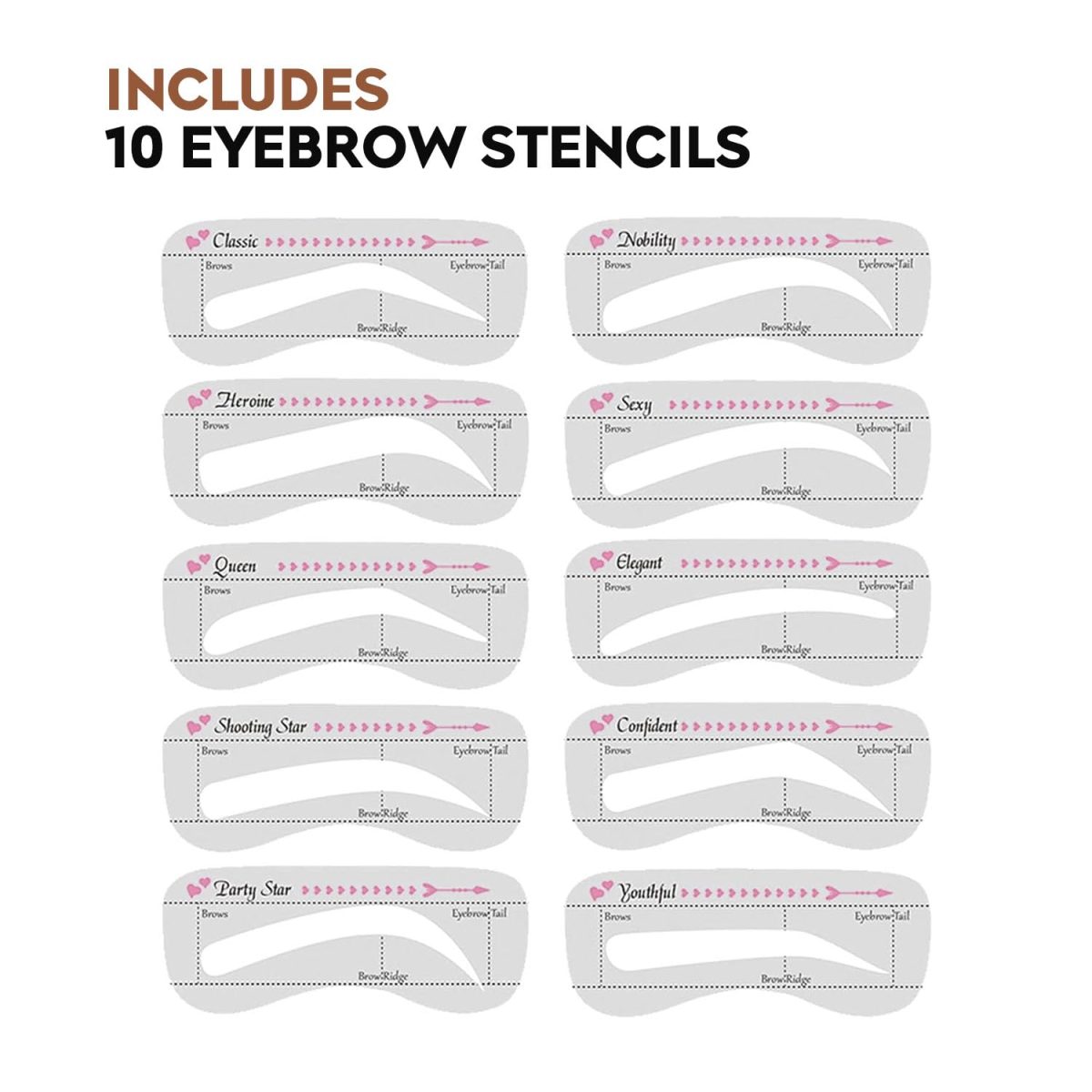 Gleva Eyebrow Stamp & Stencil Kit - Vegan Long-Lasting Stamping Powder With 10Pcs Reusable Thin & Thick Stencils for Perfect Brows (Black) - Image 4