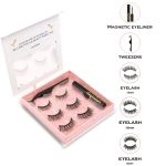 Layralash Magnetic False Eyelash Kit || Super Strong with Power of 10 Magnets || Waterproof Liquid EyeLiner || Simple & Coloured Eye Lashes || Reusable Lashes 3 Pairs with Applicator (Doll Pink) - Image 4