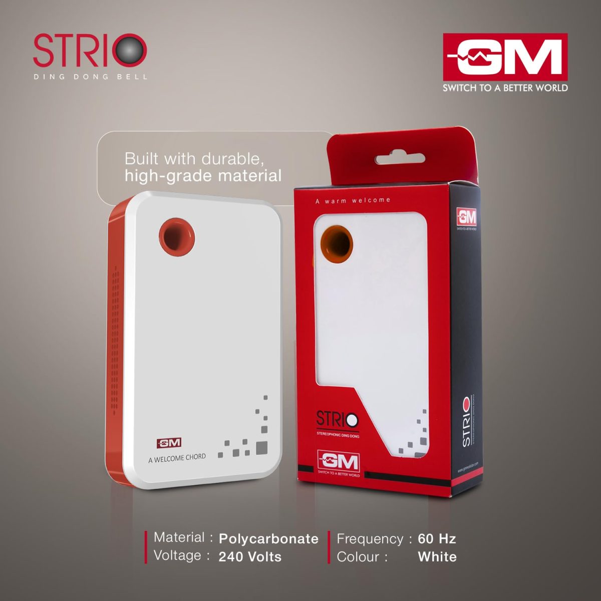 GM 4008 Strio Stereophonic Ring Doorbell, Wall-Mounted Ding Dong Bell, Soothing Chime Suitable for Hotel Rooms and Homes. (Pack of 1) - Image 3