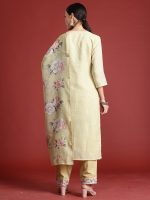 INDO ERA Women's Linen Kurta and Pant with Dupatta Set - Image 3