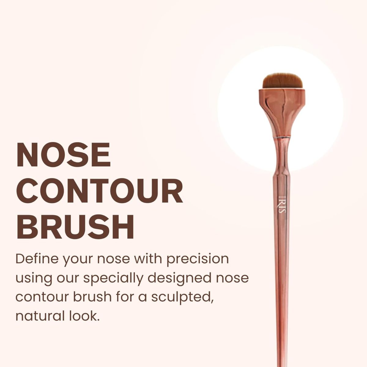 Iris Luminous HD Nose Contour Brush | Expert Makeup Tool for Precision Contouring | Cruelty-Free & Vegan | Synthetic Fibres | Best Nose Contour Brush | Rose Gold - Image 3