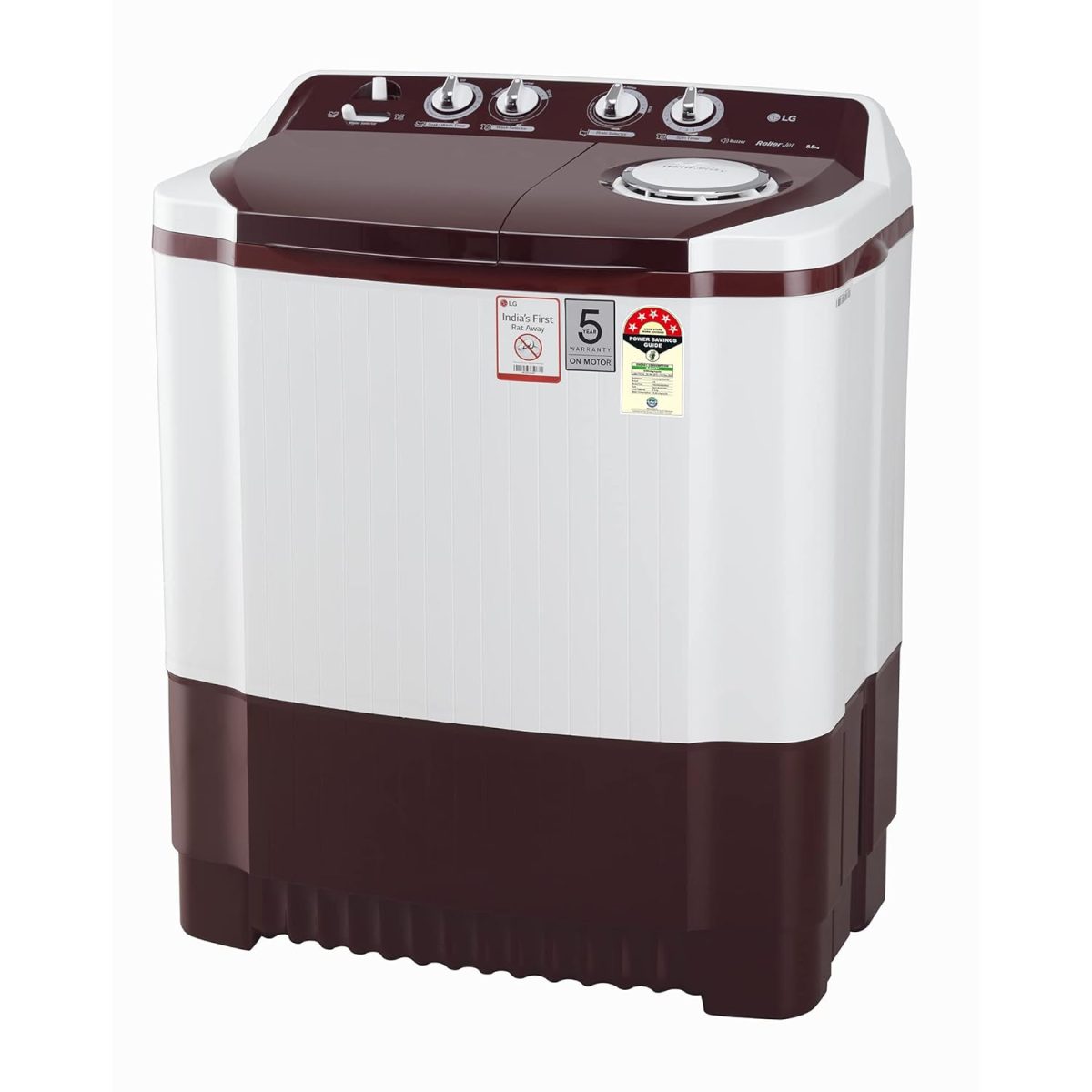 LG 8.5 kg 5 Star Semi-Automatic Top Load Washing Machine (P8530SRAZ, Burgundy, Roller Jet Pulsator) - Image 11