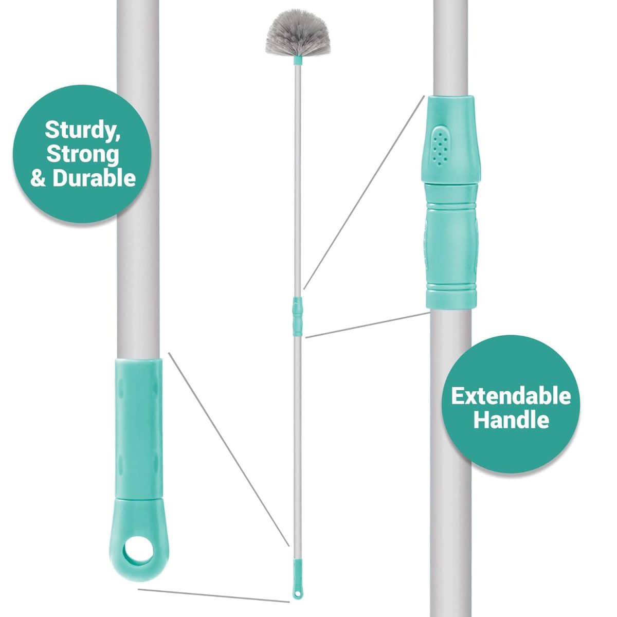 Spotzero by Milton Plastic Web Blaster Jala Cleaning Broom/Brush with Long Extendable Handle and Flexible bristles (Aqua Green) - Image 5