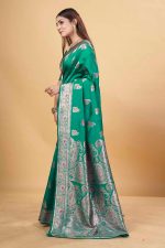 Sugathari Women's Navy Blue kanjivaram banarasi silk saree for Patola festival Wedding silk with rich pallu Design sarees for women with blouse piece (San JM 4) - Image 2