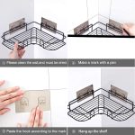 Oslen Multipurpose Bathroom/Kitchen Corner Storage Organizer Wall Mounted Rack Shelf Shower Caddy (No Drilling - Shelf Adhesive) Bathroom Accessories Storage Rack (Black, Pack of 1) - Image 4