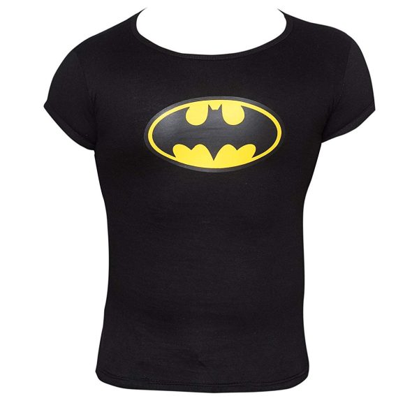 JMP Girl's Cotton Batman Round Neck T-Shirt (Black, Small)