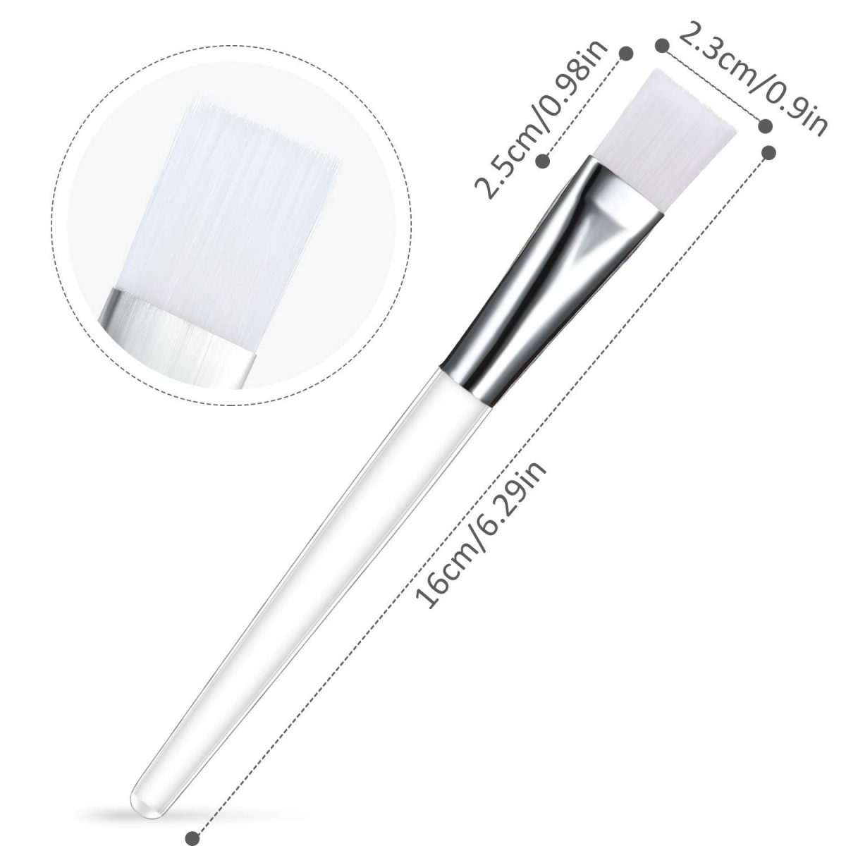 Shidara 6pcs Facial Brushes - Soft Fan Mask Brushes for Chemical Peel, Acid Peel & Facial Gels - White - Image 3