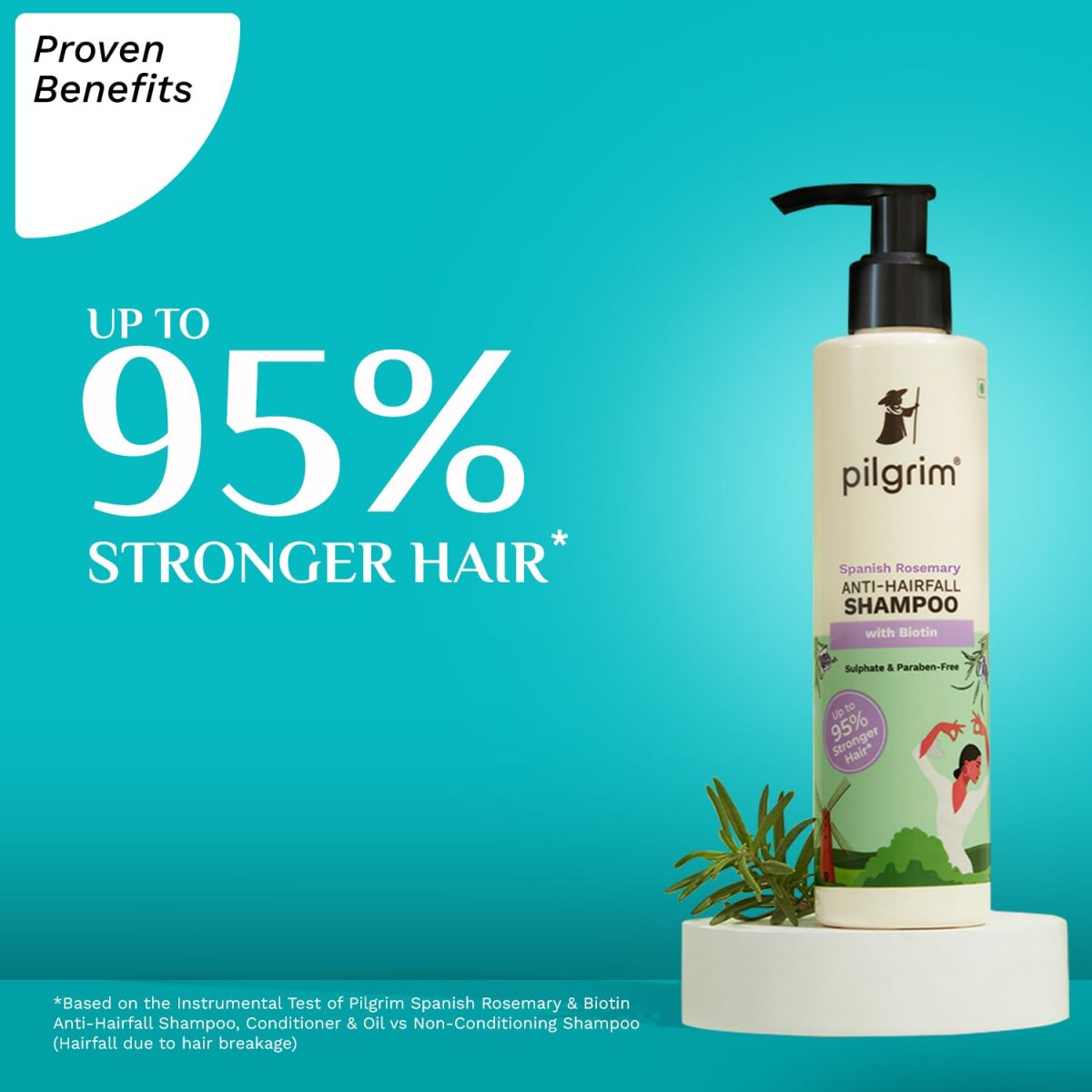 Pilgrim Spanish Rosemary & Biotin Anti Hairfall Shampoo for Reducing Hair Loss & Breakage 200ml | Rosemary shampoo for hair growth | Upto 95% stronger hairs | For all hair types | For Men & Women - Image 5