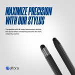 Elfora 2 in 1 Tablet Stylus Pen for All Touch Screens Devices | Fine Point Tip | High Sensitivity & Precision Capacitive Pen with Compatible for iOS, Android, and Windows – Black - Image 6