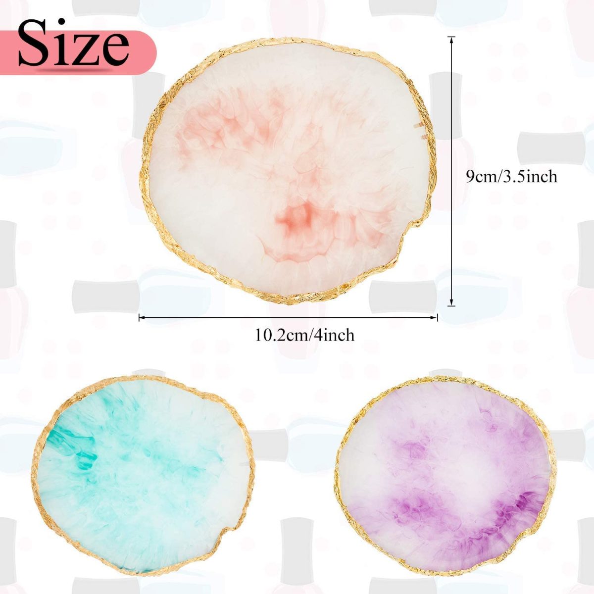 KIRA Nail Art Palette - Golden Edge Resin Nail Holder Display - Color Mixing Plate - Round Shape 1 Pcs - Image 2