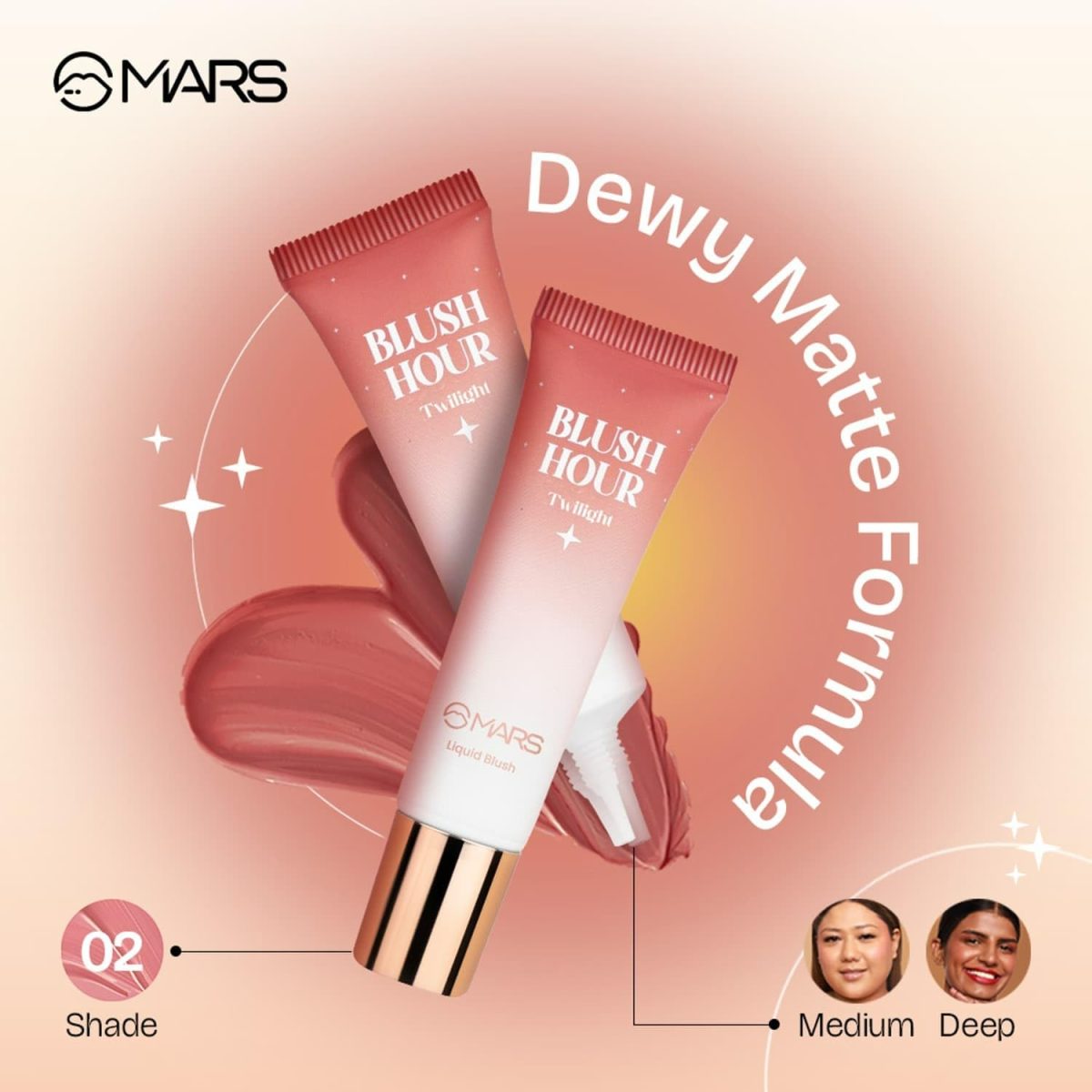 MARS Liquid Blush Hour | Dewy-Matte Finish | Highly Pigmented | Lightweight & Long-Lasting Formula | Effortless Application (12 ml) (02-TWILIGHT) - Image 3