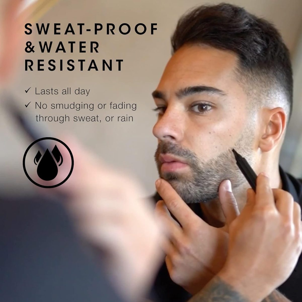 BOGOTA Beard Color Pencil for Men - Black Beard Pen & Dye for Long Lasting Coverage, Enhances Facial Hair, Moustache & Eyebrows - Image 4