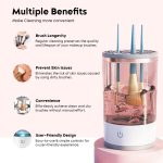 GIOGD Automatic Makeup Brush Cosmetic Brush Cleaner Spinning Blender Machine with USB Cable Brush Cleaner for All Size Makeup Brushes for Women Auto-rotating Brush Cleaner Deep Cleaning - Image 2