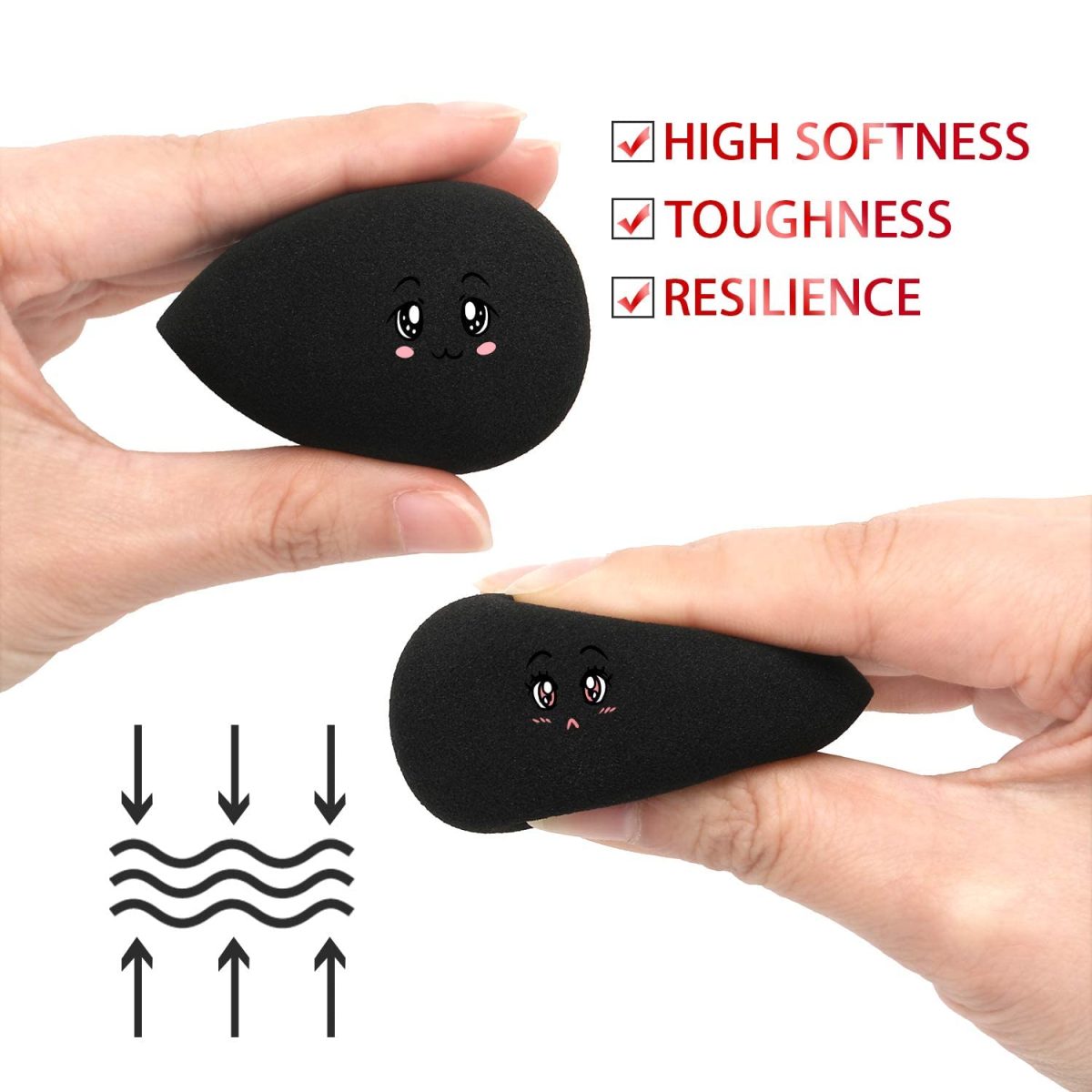 Larbois 3-Pack Beauty Blender Foundation Blending Egg Sponge, Professional Beauty Makeup Sponge Set for Dry & Wet Use (Black) - Image 4